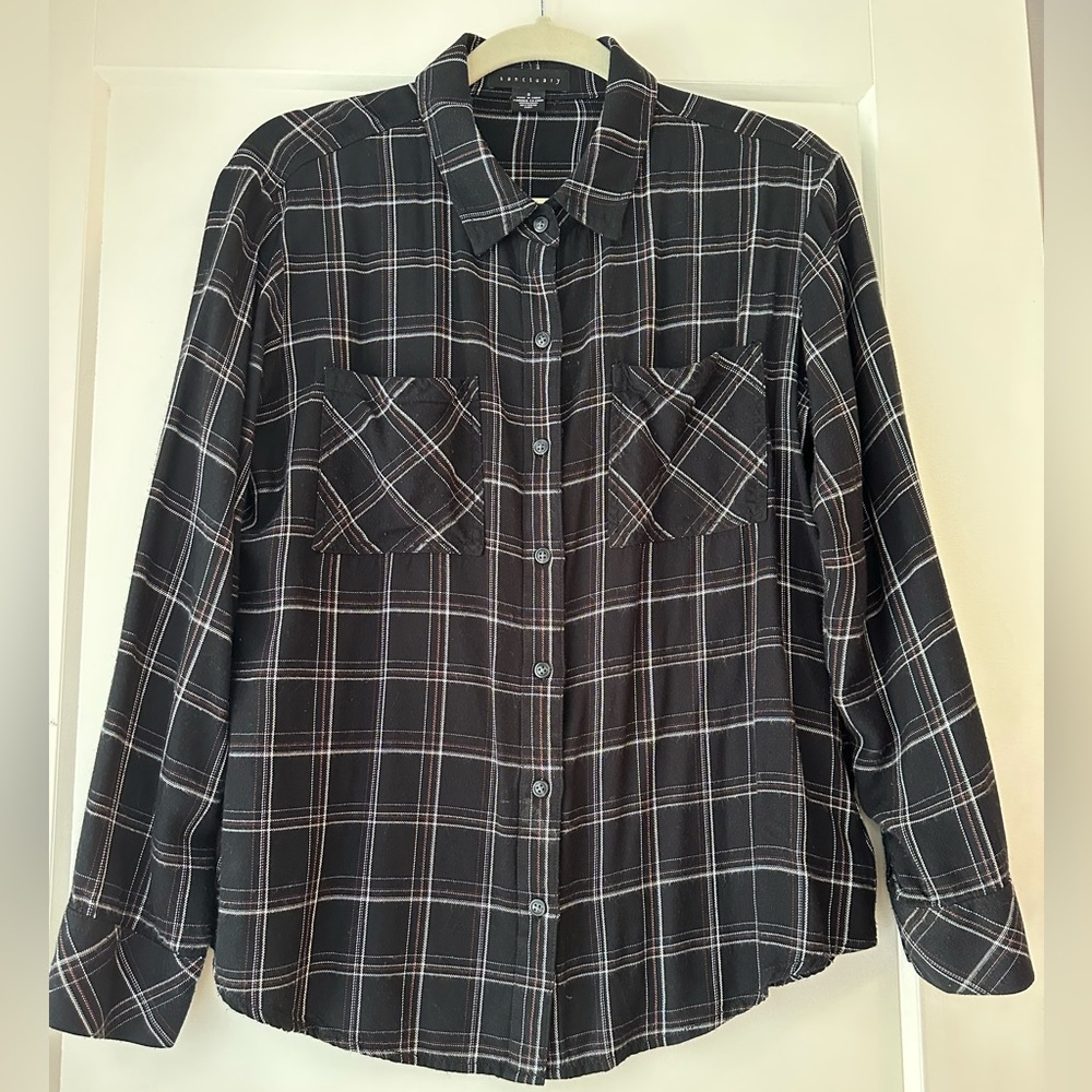 Sanctuary button down plaid shirt sz S